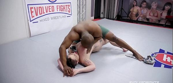 Nikki Sequoia mixed wrestling Will Tile taking his BBC hard and deep